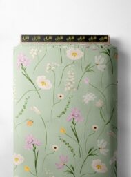 Petal flower style with green,pink colors