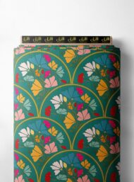 Bloom flower style with green,red colors