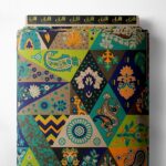 Flower mixed style with green,blue colors