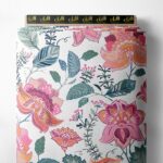 Leaf flower style with pink,green colors