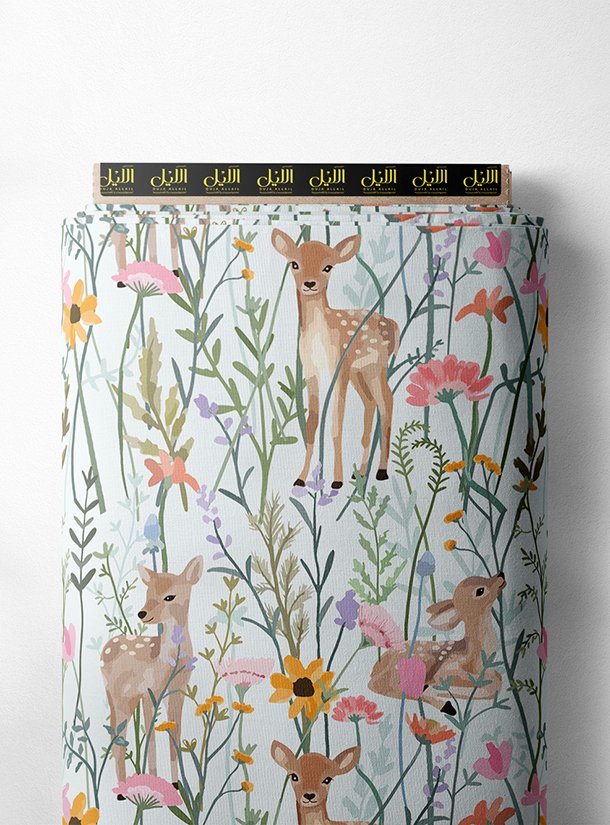 LAI02-1120_1-1.jpg Deer nature style with pink,green colors - Image 1