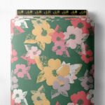 Leaf flower style with green,pink colors