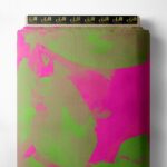 Leaf flower style with green, pink colors