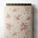 Rose flower style with pink, green colors