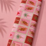 Leaf flower style with pink,green colors