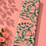 Petal flower style with green,pink colors