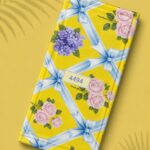 Rose flower style with yellow,blue colors