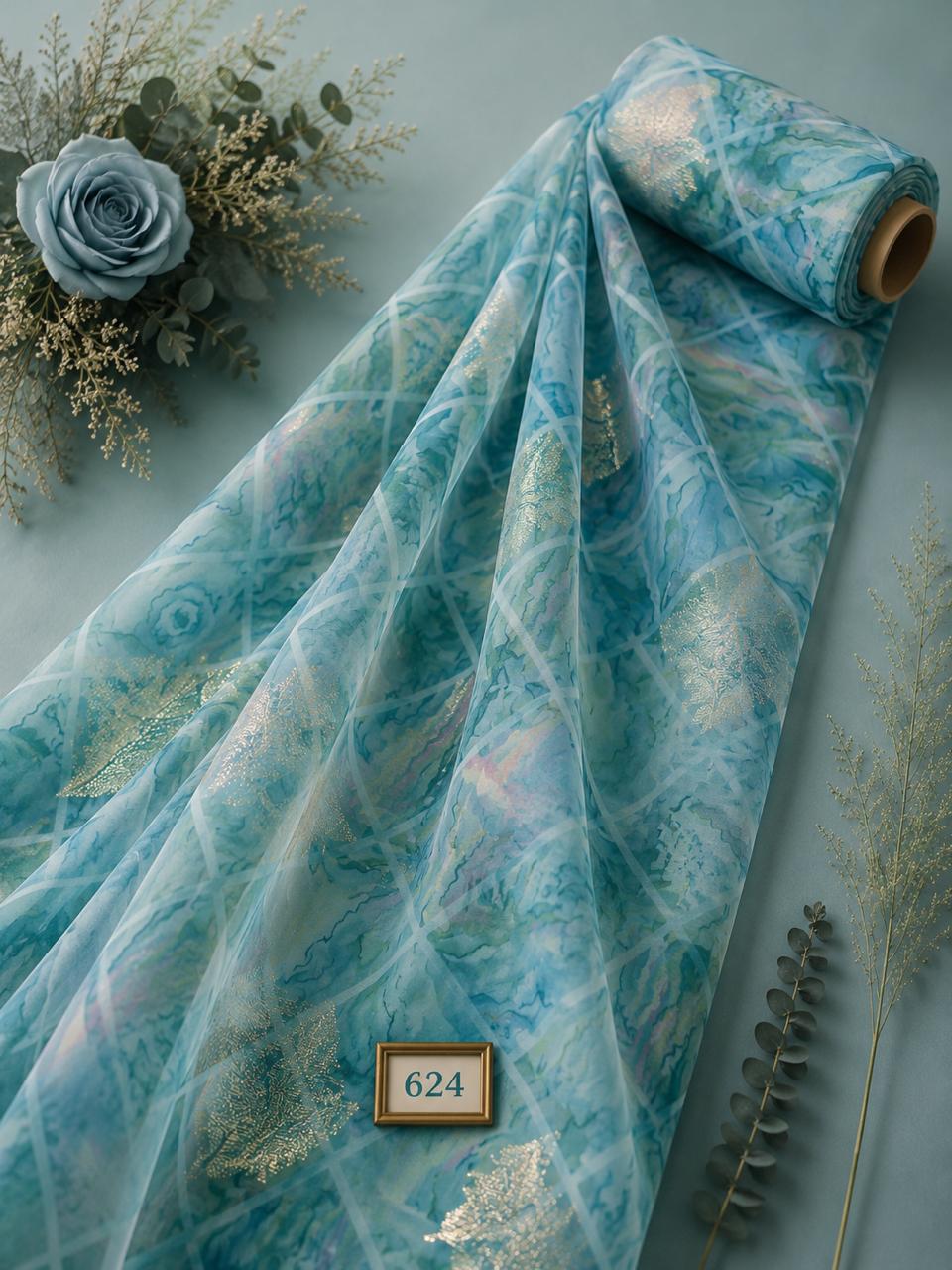 LAI-624_1-1.jpeg Rose flower style with blue,green colors - Image 1